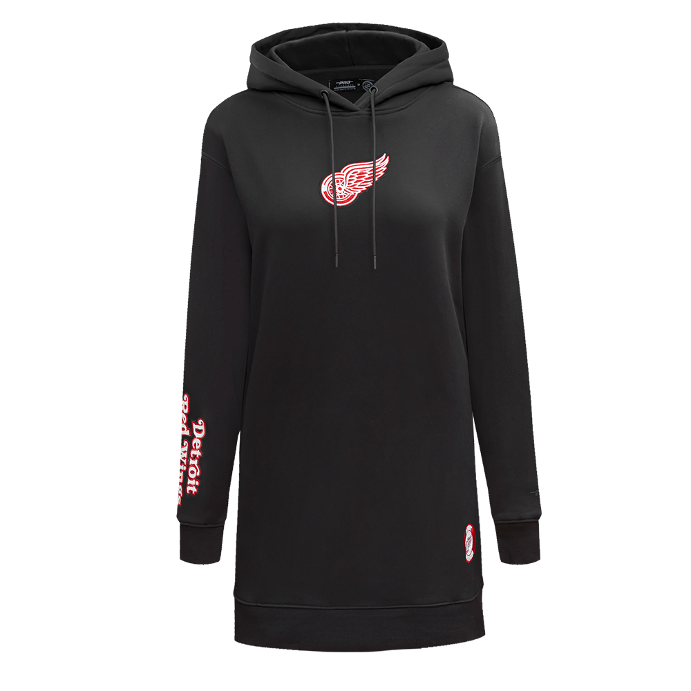 NHL DETROIT RED WINGS CLASSIC ROBE À CAPUCHON EN MOLLETON POUR FEMME (NOIR)