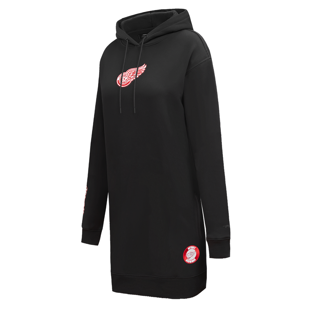 NHL DETROIT RED WINGS CLASSIC WOMEN'S FLEECE HOODIE DRESS (BLACK)