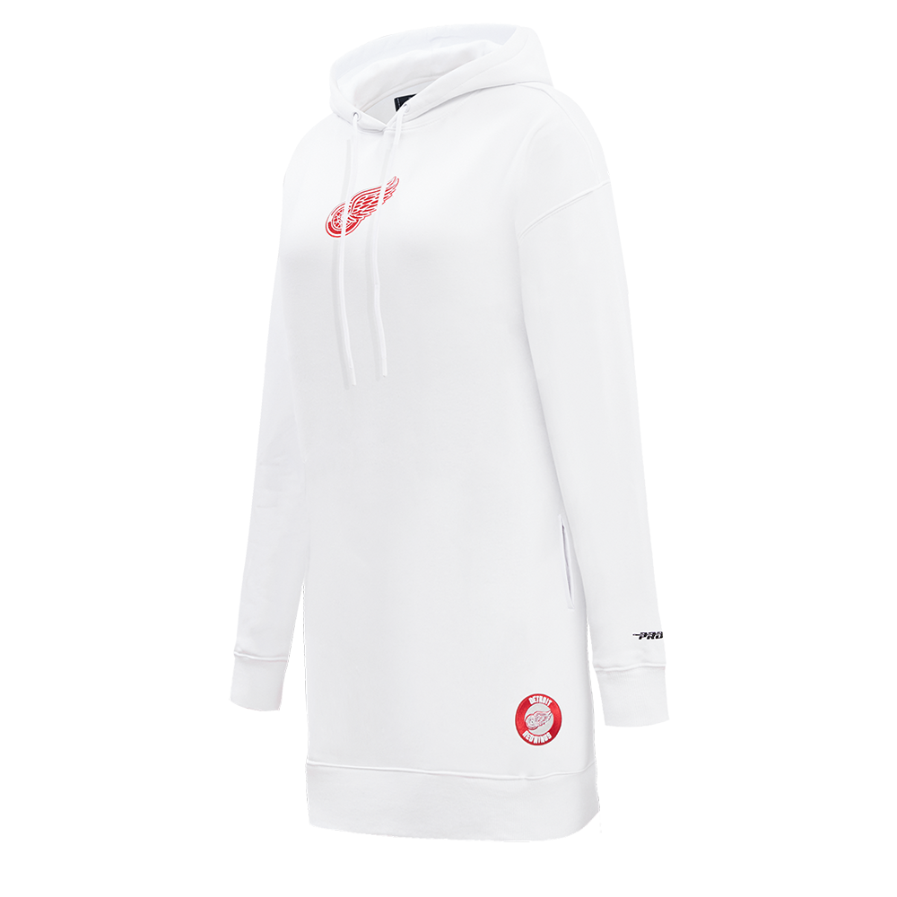 NHL DETROIT RED WINGS CLASSIC WOMEN'S FLEECE HOODIE DRESS (WHITE)