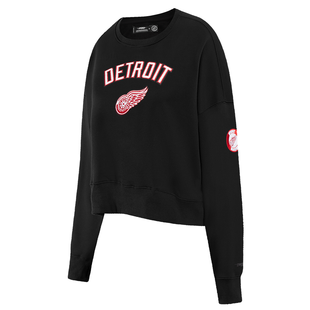 NHL DETROIT RED WINGS CLASSIC WOMEN'S FLEECE CREWNECK (BLACK)