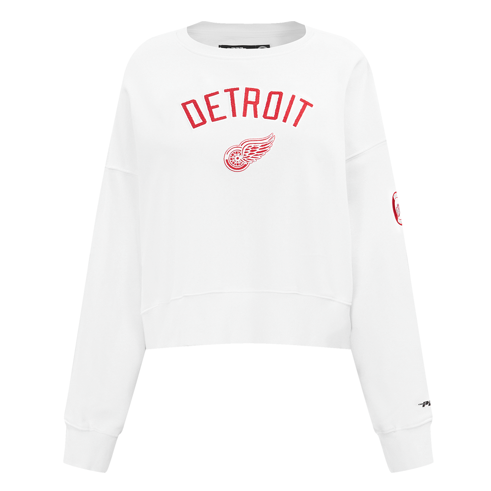 NHL DETROIT RED WINGS CLASSIC CHANDAIL À COL ROND EN MOLLETON POUR FEMME (BLANC)
