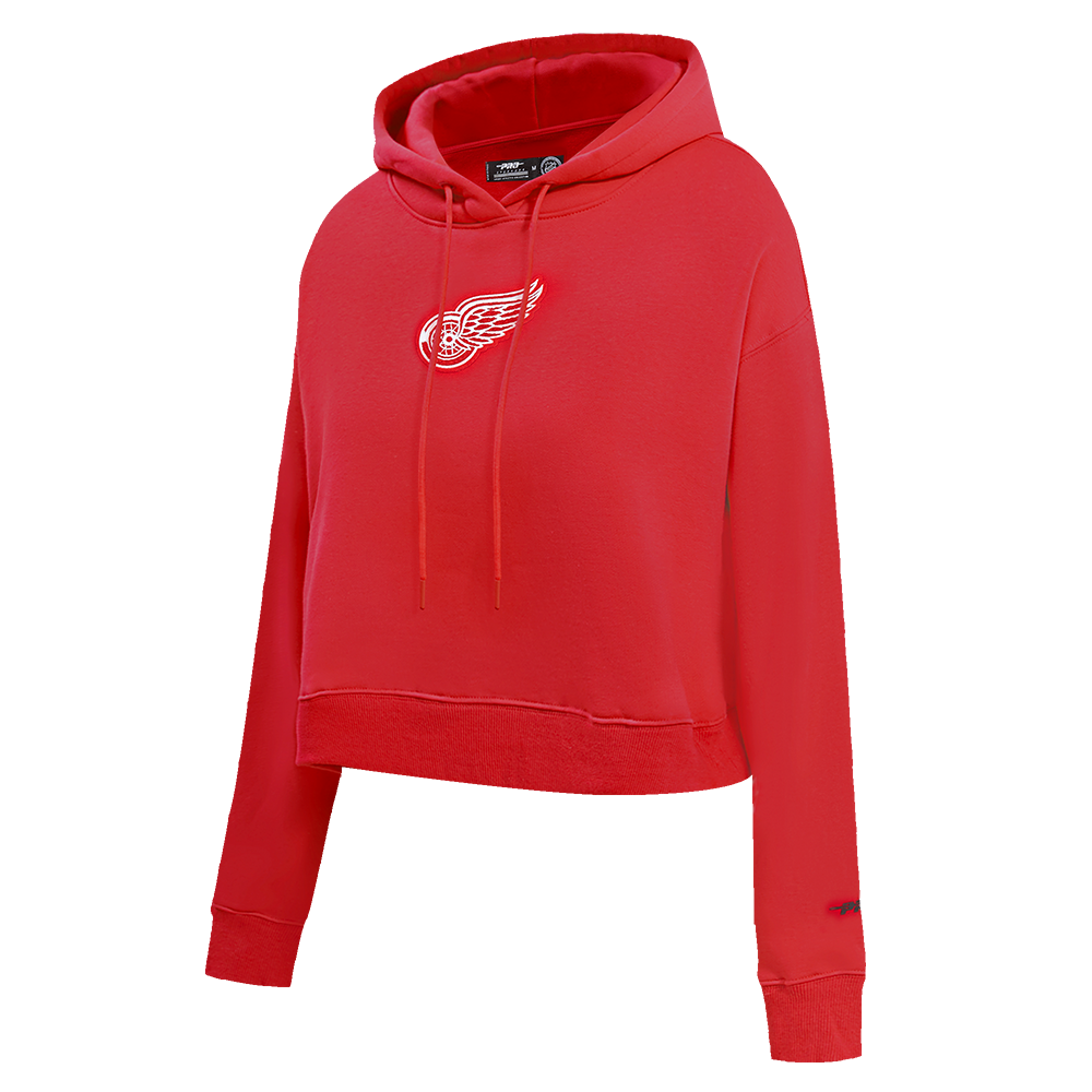 NHL DETROIT RED WINGS CLASSIC WOMEN'S FLEECE CROPPED PULLOVER HOODIE (RED)