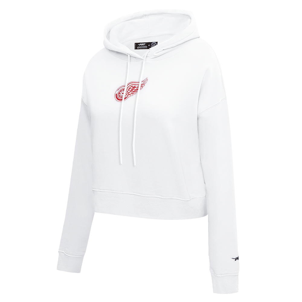 NHL DETROIT RED WINGS CLASSIC WOMEN'S FLEECE CROPPED PULLOVER HOODIE (WHITE)