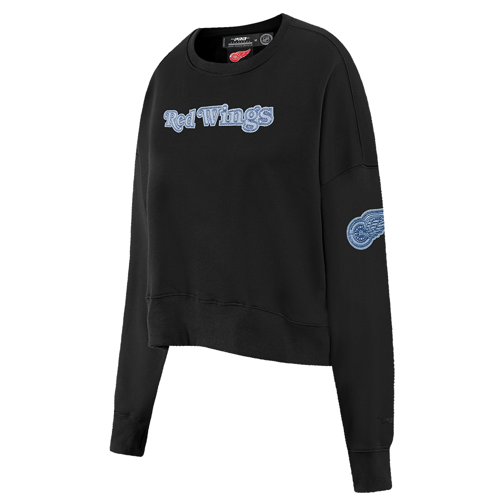 NHL DETROIT RED WINGS VARSITY BLUES WOMEN'S CREWNECK (BLACK)