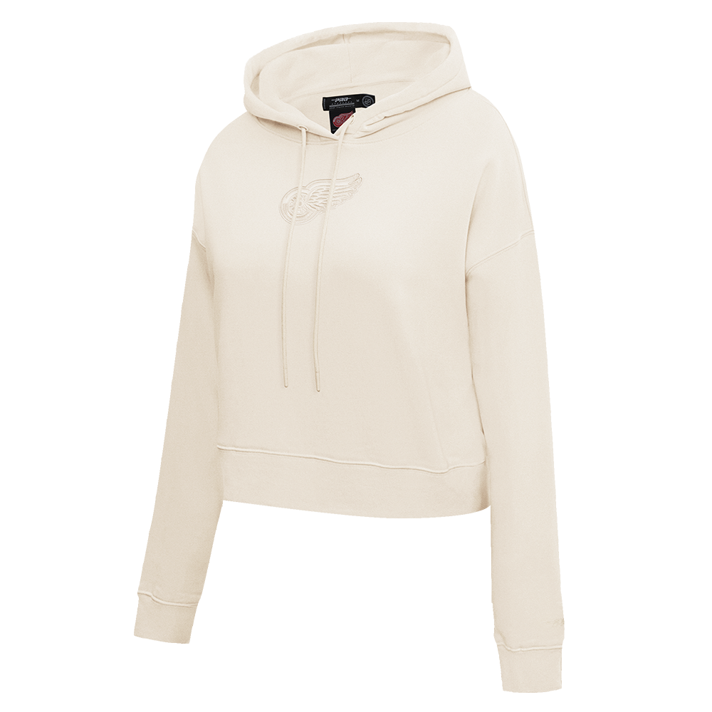 NHL DETROIT RED WINGS NEUTRAL WOMEN'S CROPPED PULLOVER HOODIE (EGGSHELL)