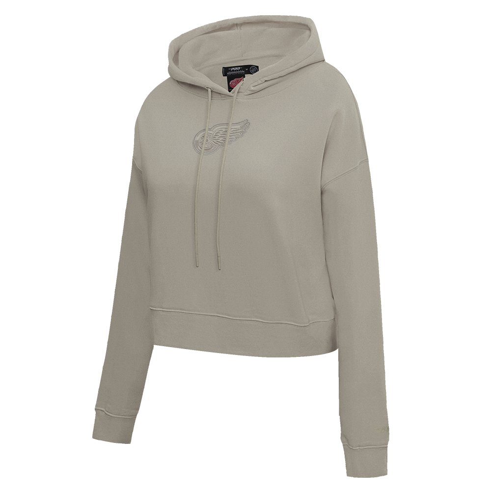 NHL DETROIT RED WINGS NEUTRAL WOMEN'S CROPPED PULLOVER HOODIE (TAUPE)