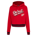 NHL DETROIT RED WINGS SCRIPT TAIL CHANDAIL À CAPUCHON COURT EN MOLLETON CÔTELÉ POUR FEMME (ROUGE/NOIR)