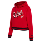 NHL DETROIT RED WINGS SCRIPT TAIL CHANDAIL À CAPUCHON COURT EN MOLLETON CÔTELÉ POUR FEMME (ROUGE/NOIR)