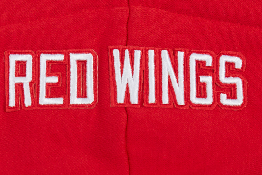 NHL DETROIT RED WINGS SCRIPT TAIL CHANDAIL À CAPUCHON COURT EN MOLLETON CÔTELÉ POUR FEMME (ROUGE/NOIR)