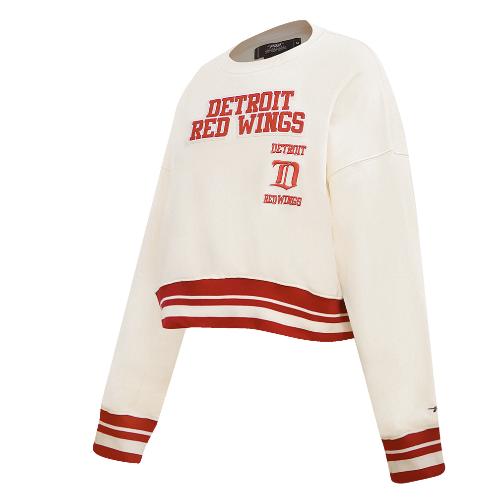 NHL DETROIT RED WINGS RETRO CLASSIC CHANDAIL À COL ROND CÔTELÉ POUR FEMME (COQUILLE D'ŒUF/ROUGE)