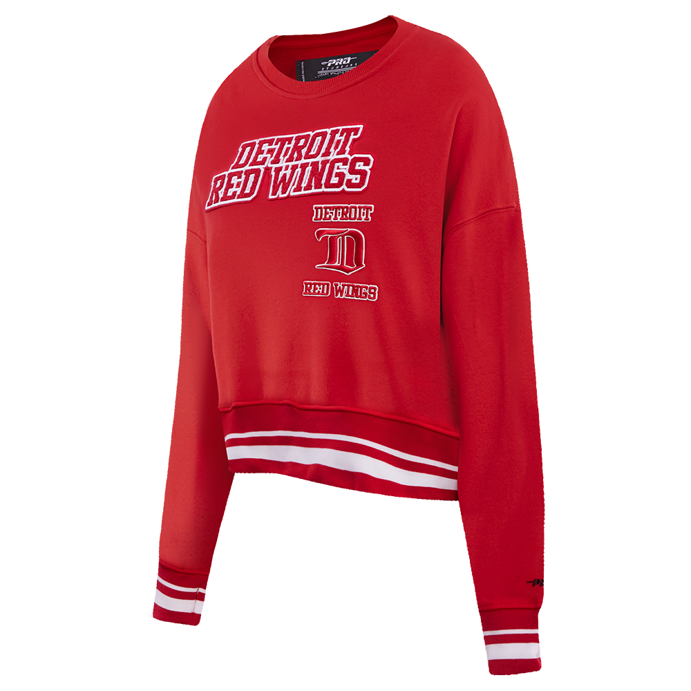 NHL DETROIT RED WINGS RETRO CLASSIC WOMEN'S RIB CREWNECK (RED)