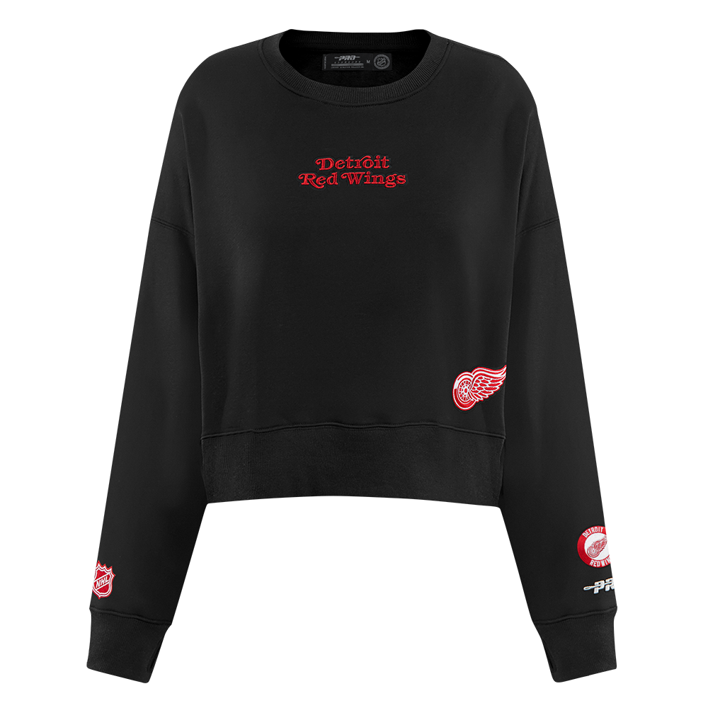 NHL DETROIT RED WINGS WINGSPAN WOMEN'S FLC CREWNECK (BLACK)