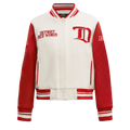 NHL DETROIT RED WINGS RETRO CLASSIC WOMEN'S RIB WOOL VARSITY JACKET (EGGSHELL/ RED)