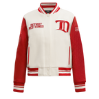 NHL DETROIT RED WINGS RETRO CLASSIC WOMEN'S RIB WOOL VARSITY JACKET (EGGSHELL/ RED)