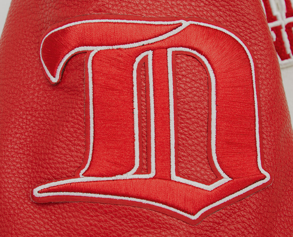 NHL DETROIT RED WINGS RETRO CLASSIC WOMEN'S RIB WOOL VARSITY JACKET (EGGSHELL/ RED)
