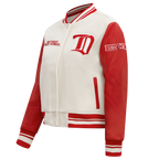NHL DETROIT RED WINGS RETRO CLASSIC WOMEN'S RIB WOOL VARSITY JACKET (EGGSHELL/ RED)