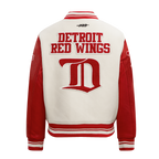 NHL DETROIT RED WINGS RETRO CLASSIC WOMEN'S RIB WOOL VARSITY JACKET (EGGSHELL/ RED)