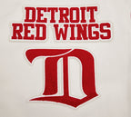 NHL DETROIT RED WINGS RETRO CLASSIC WOMEN'S RIB WOOL VARSITY JACKET (EGGSHELL/ RED)