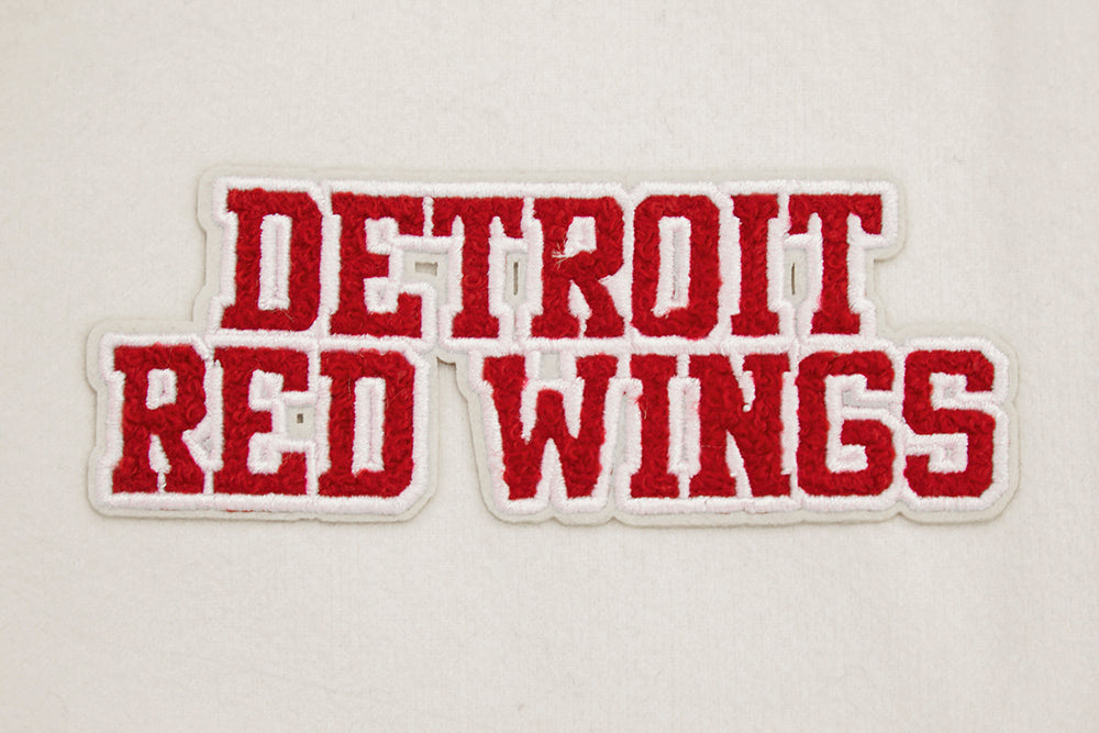NHL DETROIT RED WINGS RETRO CLASSIC WOMEN'S RIB WOOL VARSITY JACKET (EGGSHELL/ RED)