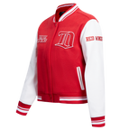 NHL DETROIT RED WINGS RETRO CLASSIC BLOUSON COLLÉGIAL EN LAINE À BORDS CÔTELÉS POUR FEMME (ROUGE/BLANC)