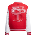 NHL DETROIT RED WINGS RETRO CLASSIC BLOUSON COLLÉGIAL EN LAINE À BORDS CÔTELÉS POUR FEMME (ROUGE/BLANC)