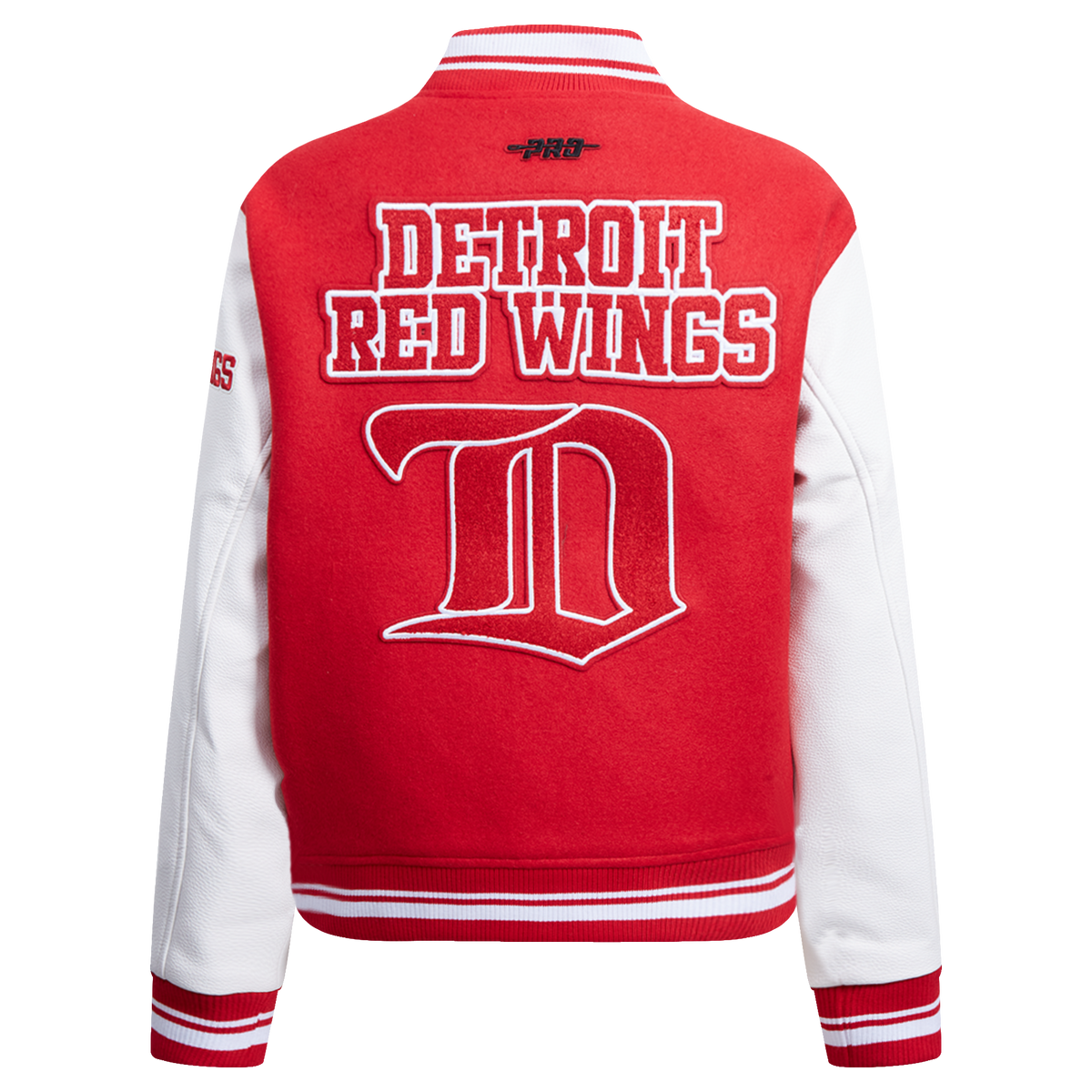 NHL DETROIT RED WINGS RETRO CLASSIC BLOUSON COLLÉGIAL EN LAINE À BORDS CÔTELÉS POUR FEMME (ROUGE/BLANC)
