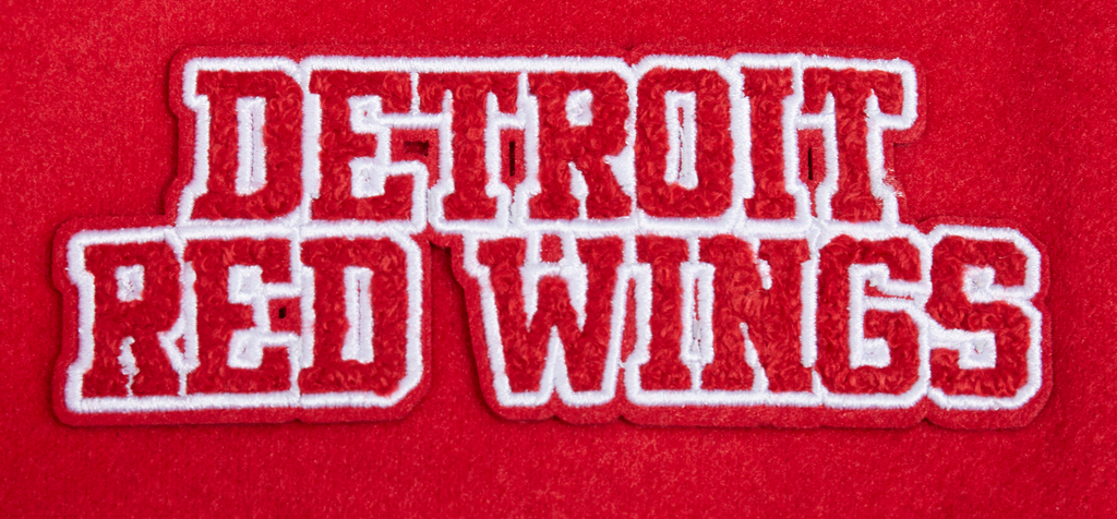 NHL DETROIT RED WINGS RETRO CLASSIC BLOUSON COLLÉGIAL EN LAINE À BORDS CÔTELÉS POUR FEMME (ROUGE/BLANC)