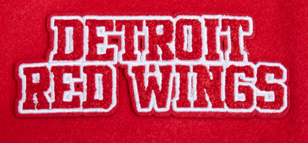 NHL DETROIT RED WINGS RETRO CLASSIC BLOUSON COLLÉGIAL EN LAINE À BORDS CÔTELÉS POUR FEMME (ROUGE/BLANC)
