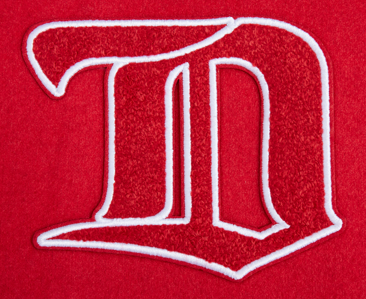 NHL DETROIT RED WINGS RETRO CLASSIC BLOUSON COLLÉGIAL EN LAINE À BORDS CÔTELÉS POUR FEMME (ROUGE/BLANC)
