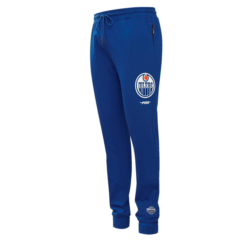 NHL EDMONTON OILERS CLASSIC CHENILLE PANTALON JOGGER EN MAILLE DOUBLE POUR HOMME (BLEU DODGER)