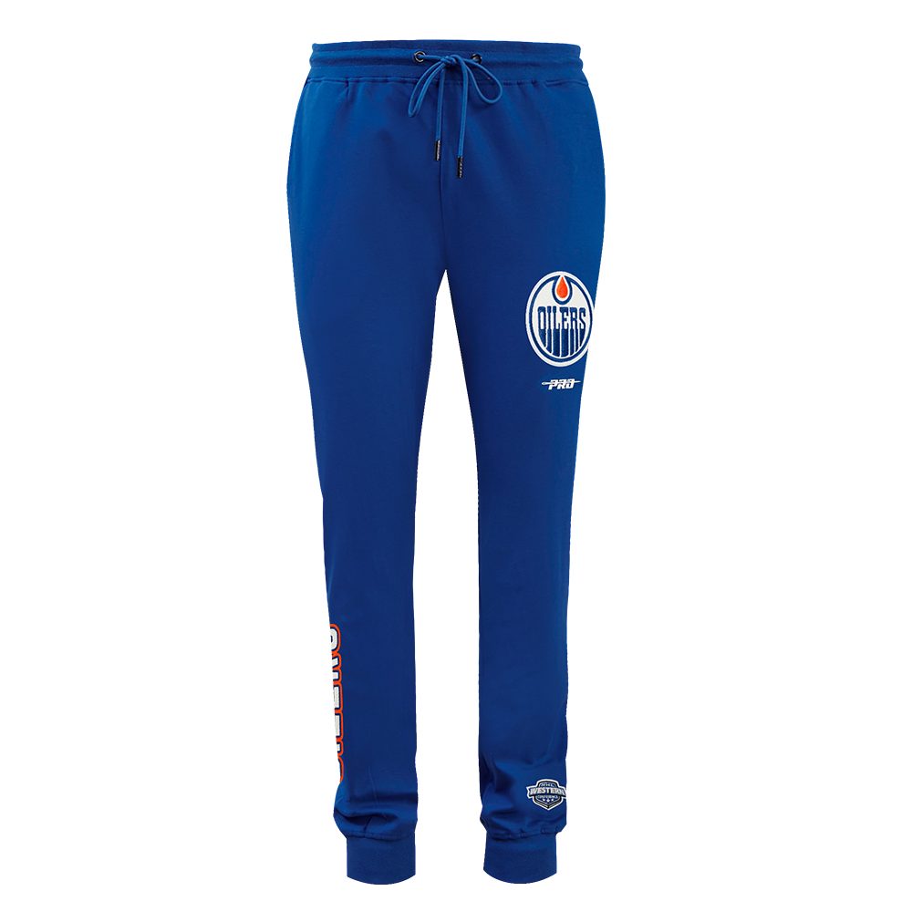 NHL EDMONTON OILERS CLASSIC CHENILLE PANTALON JOGGER EN MAILLE DOUBLE POUR HOMME (BLEU DODGER)