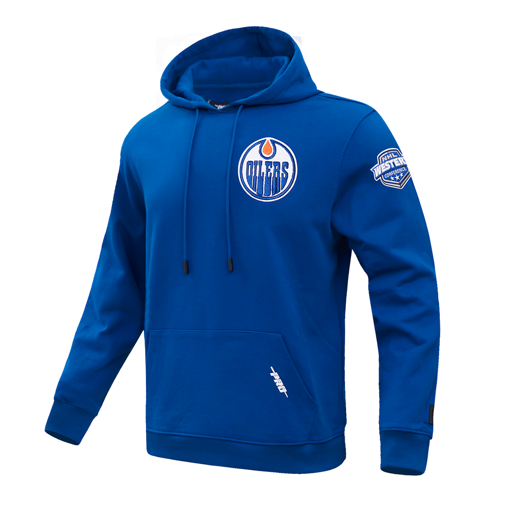 NHL EDMONTON OILERS CLASSIC CHENILLE MEN'S DK PO HOODIE (DODGER BLUE)