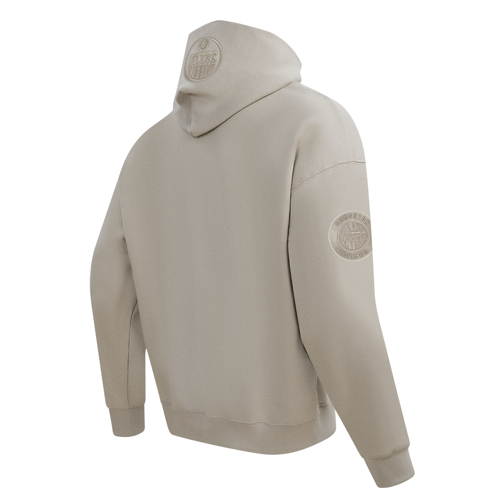 NHL EDMONTON OILERS NEUTRAL CHANDAIL À CAPUCHON EN MOLLETON À ÉPAULES TOMBANTES POUR HOMME (TAUPE)