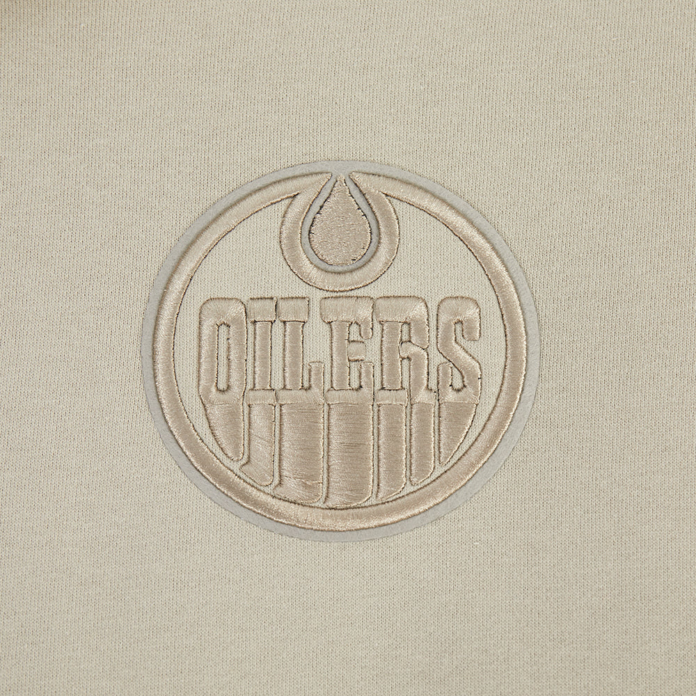 NHL EDMONTON OILERS NEUTRAL CHANDAIL À CAPUCHON EN MOLLETON À ÉPAULES TOMBANTES POUR HOMME (TAUPE)