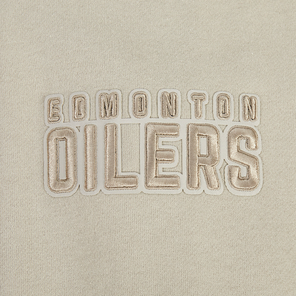 NHL EDMONTON OILERS NEUTRAL CHANDAIL À CAPUCHON EN MOLLETON À ÉPAULES TOMBANTES POUR HOMME (TAUPE)