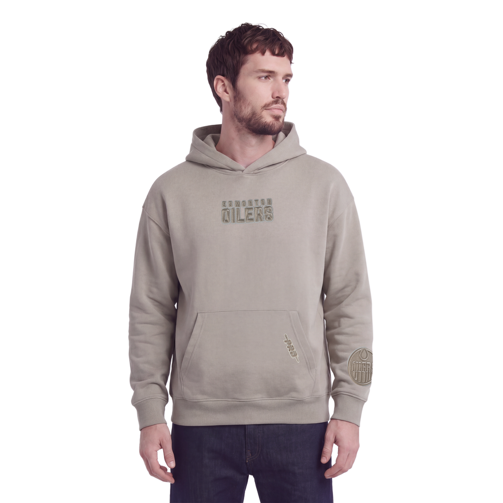 NHL EDMONTON OILERS WINGSPAN CHANDAIL À CAPUCHON POUR HOMME (TAUPE)