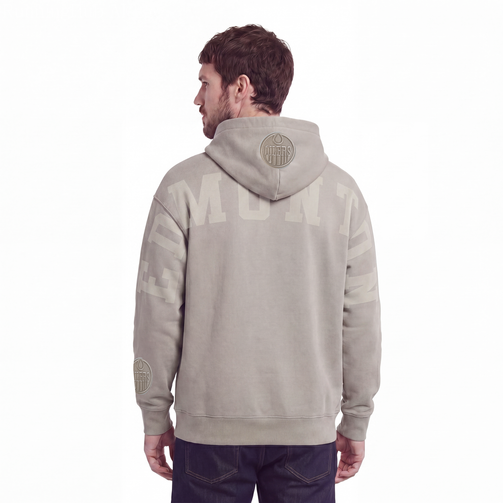 NHL EDMONTON OILERS WINGSPAN CHANDAIL À CAPUCHON POUR HOMME (TAUPE)