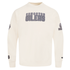 NHL EDMONTON OILERS REVERSE FRENCH TERRY MEN'S CREWNECK SWEATSHIRT (EGGSHELL)