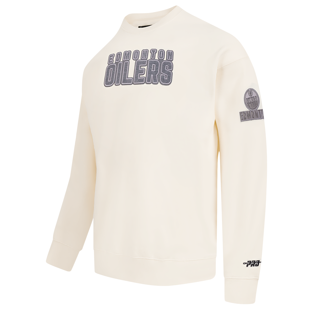 NHL EDMONTON OILERS REVERSE FRENCH TERRY MEN'S CREWNECK SWEATSHIRT (EGGSHELL)