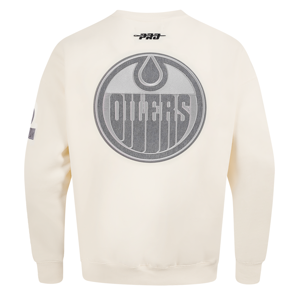 NHL EDMONTON OILERS REVERSE FRENCH TERRY MEN'S CREWNECK SWEATSHIRT (EGGSHELL)