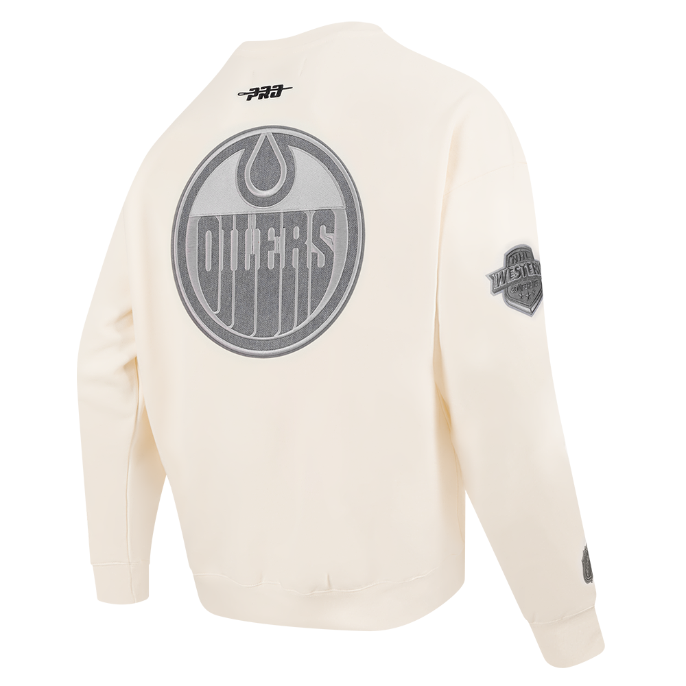 NHL EDMONTON OILERS REVERSE FRENCH TERRY MEN'S CREWNECK SWEATSHIRT (EGGSHELL)