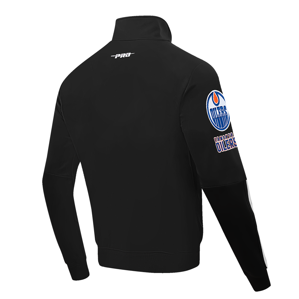 NHL EDMONTON OILERS CLASSIC CHENILLE MEN'S DK TRACK JACKET (BLACK)