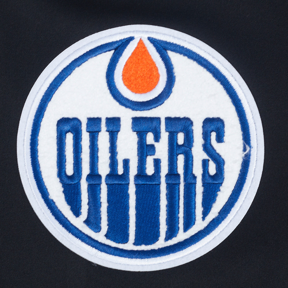 NHL EDMONTON OILERS CLASSIC CHENILLE MEN'S DK TRACK JACKET (BLACK)