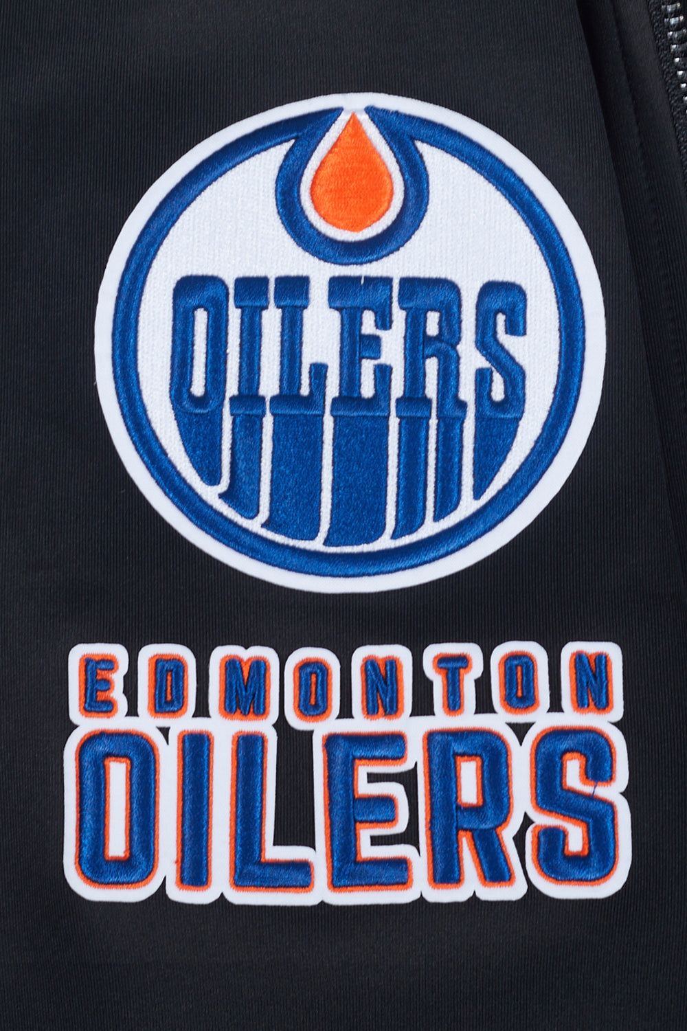 NHL EDMONTON OILERS CLASSIC CHENILLE MEN'S DK TRACK JACKET (BLACK)