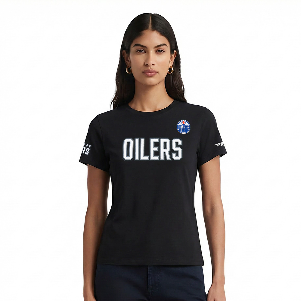 NHL EDMONTON OILERS CLASSIC WOMEN'S SJ SLIM FIT TEE (BLACK)