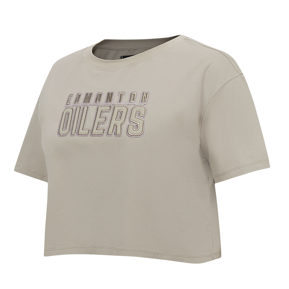 NHL EDMONTON OILERS NEUTRAL SINGLE JERSEY BOXY TEE (TAUPE)