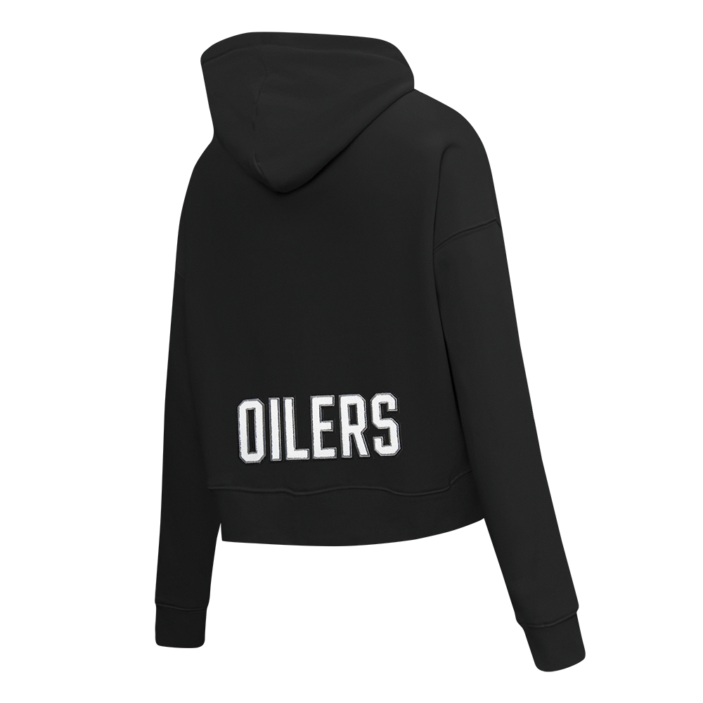 NHL EDMONTON OILERS CLASSIC WOMEN'S FLC CROPPED PO HOODIE (BLACK)