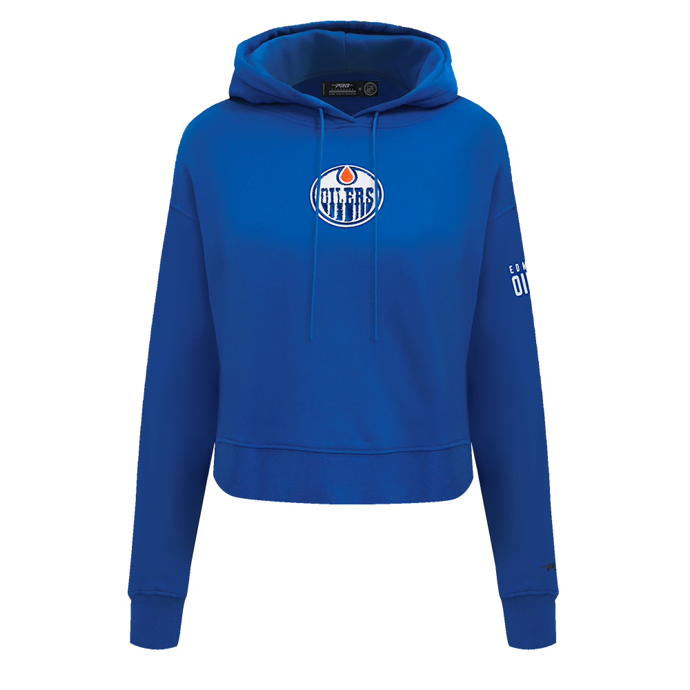 NHL EDMONTON OILERS CLASSIC WOMEN'S FLC CROPPED PO HOODIE (DODGER BLUE)