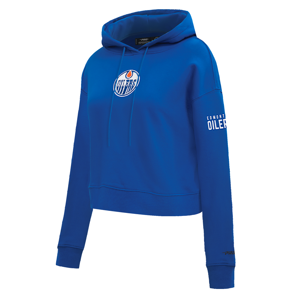 NHL EDMONTON OILERS CLASSIC WOMEN'S FLC CROPPED PO HOODIE (DODGER BLUE)