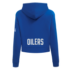 NHL EDMONTON OILERS CLASSIC WOMEN'S FLC CROPPED PO HOODIE (DODGER BLUE)